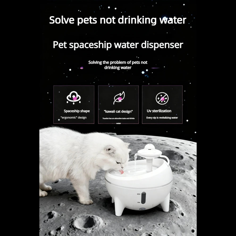 Fontaine d'eau intelligente de 1,6 L, dispensateur d'eau automatique avec fenêtre visuelle, ultra silencieux, sûr pour chats et petits chiens, accessoires pour animaux de compagnie