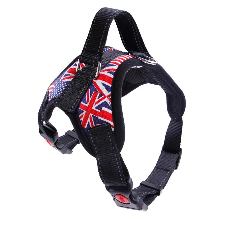 Harnais pour chien robuste en nylon, avec collier rembourré et réglable, pour chiens de grande, moyenne et grande taille (Husky, etc.).