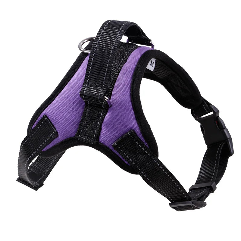 Harnais pour chien robuste en nylon, avec collier rembourré et réglable, pour chiens de grande, moyenne et grande taille (Husky, etc.).