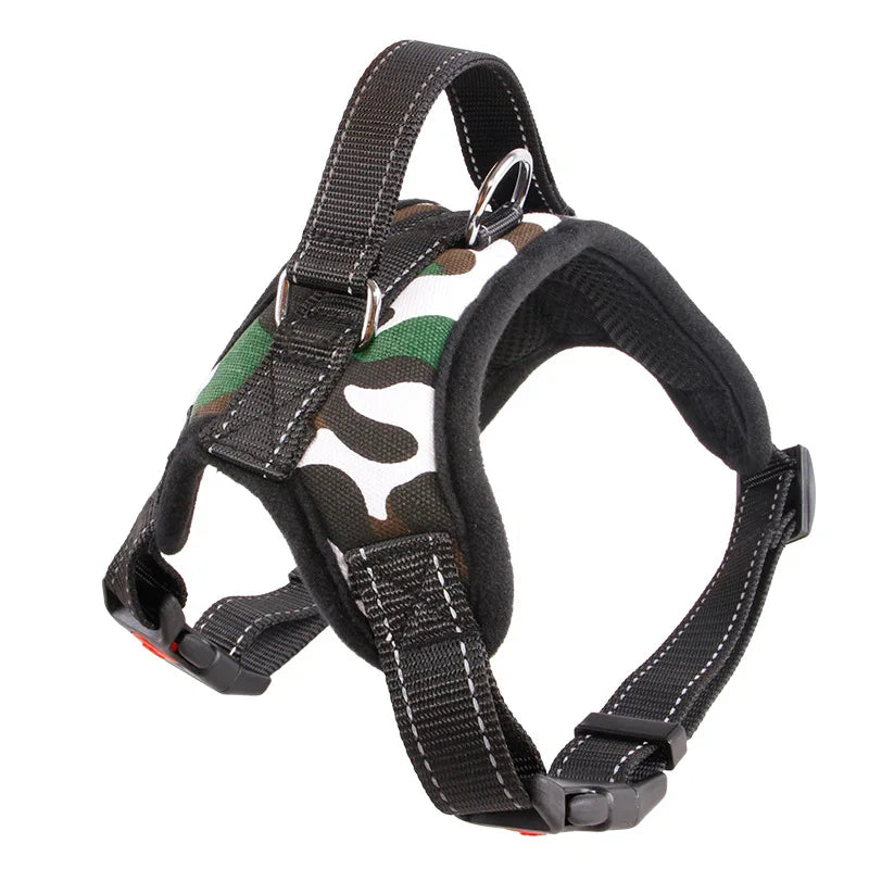 Harnais pour chien robuste en nylon, avec collier rembourré et réglable, pour chiens de grande, moyenne et grande taille (Husky, etc.).