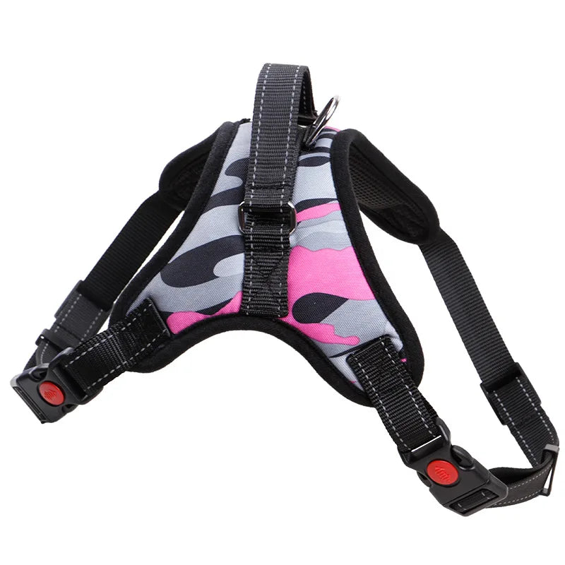 Harnais pour chien robuste en nylon, avec collier rembourré et réglable, pour chiens de grande, moyenne et grande taille (Husky, etc.).