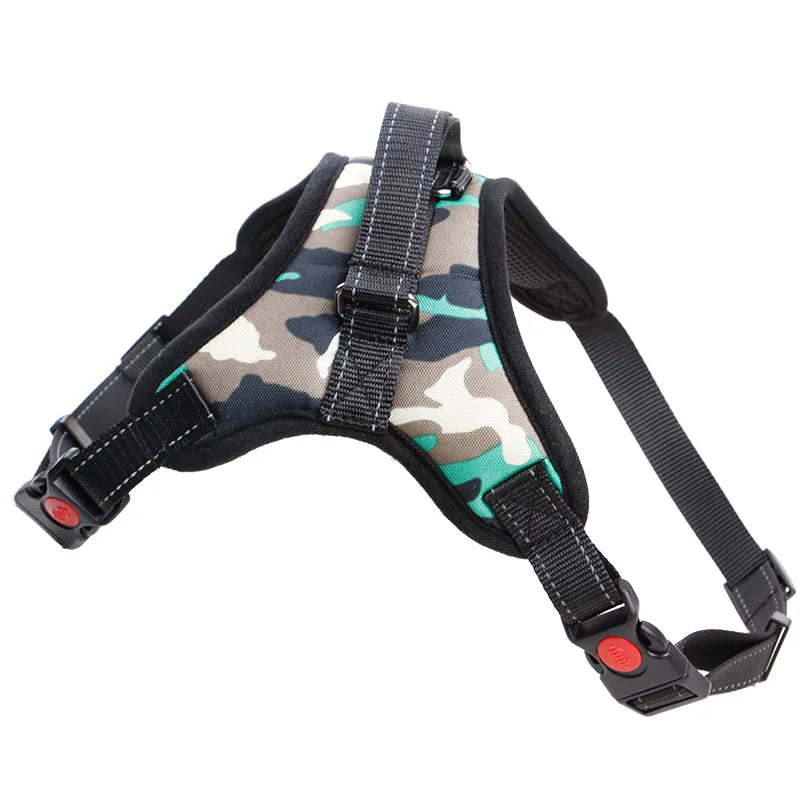 Harnais pour chien robuste en nylon, avec collier rembourré et réglable, pour chiens de grande, moyenne et grande taille (Husky, etc.).