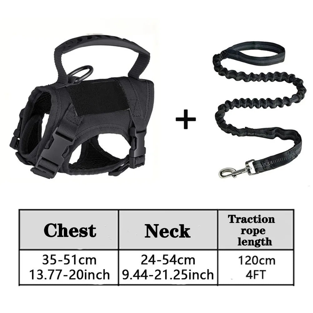 Harnais tactique pour chat et chien avec laisse, idéal pour le travail. Gilet ajustable pour animaux de compagnie, sangles en maille douce pour l'entraînement des chiots et poignées, adapté aux grands chats.