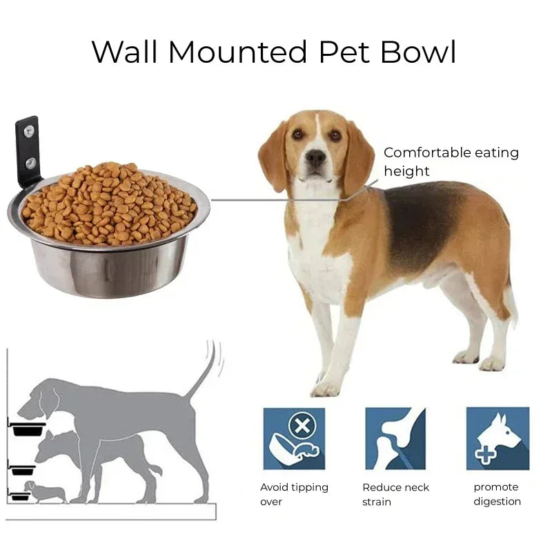 Gamelle murale pour animaux de compagnie, gamelle fixe pour cage de chien, gamelle suspendue en acier inoxydable pour chien et chat, gamelle durable pour chiot et chaton, gamelle pour eau et nourriture