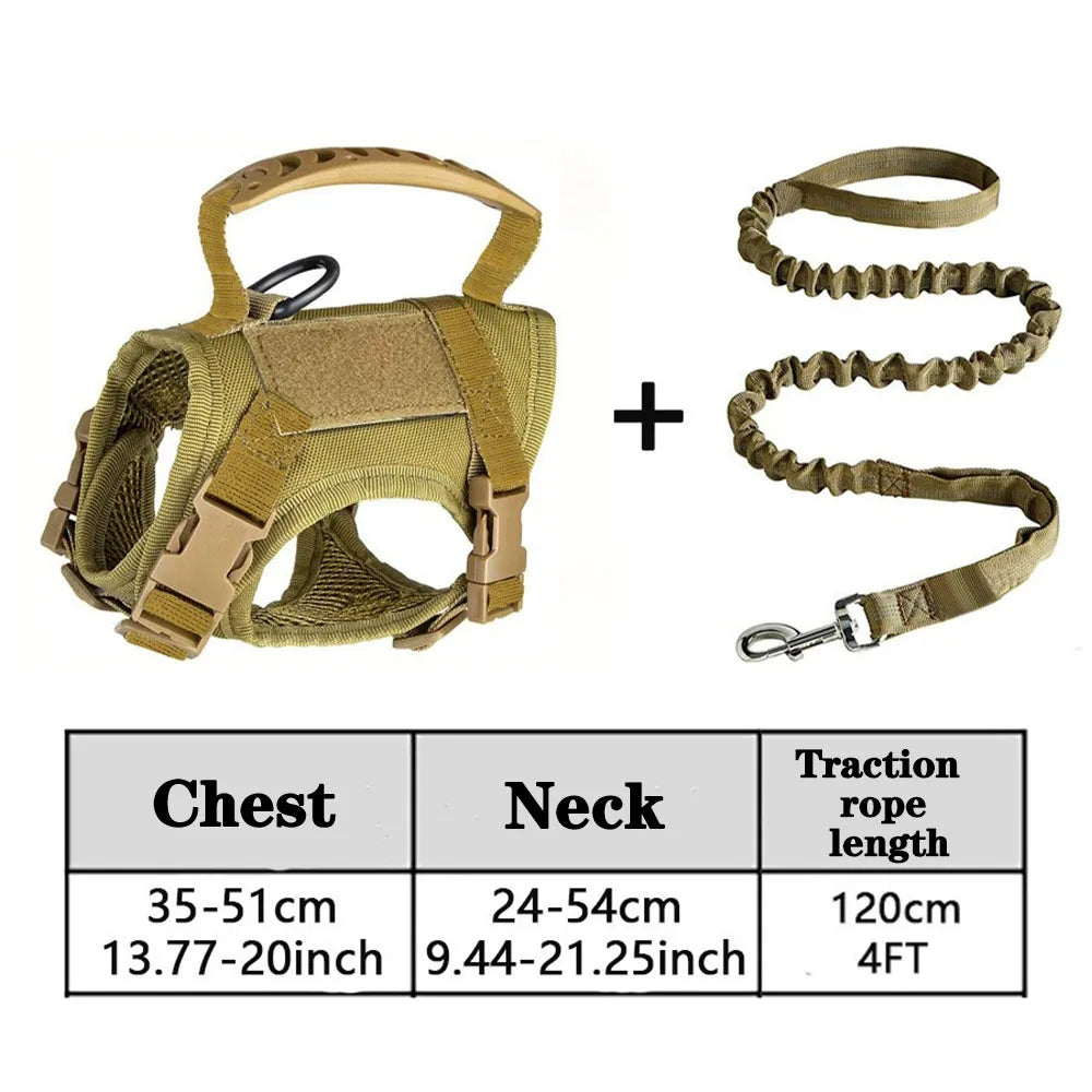 Harnais tactique pour chat et chien avec laisse, idéal pour le travail. Gilet ajustable pour animaux de compagnie, sangles en maille douce pour l'entraînement des chiots et poignées, adapté aux grands chats.