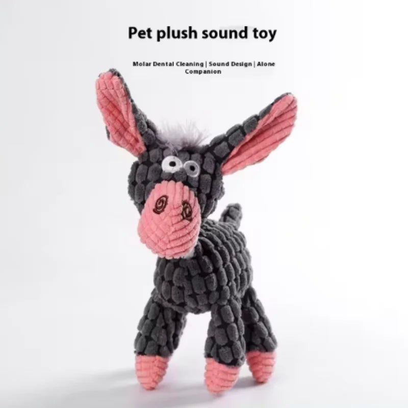 Jouet interactif pour chiens et chats, corde en coton gris-brun, peluche âne sonore, jouet de dressage créatif à mâcher pour animaux de compagnie