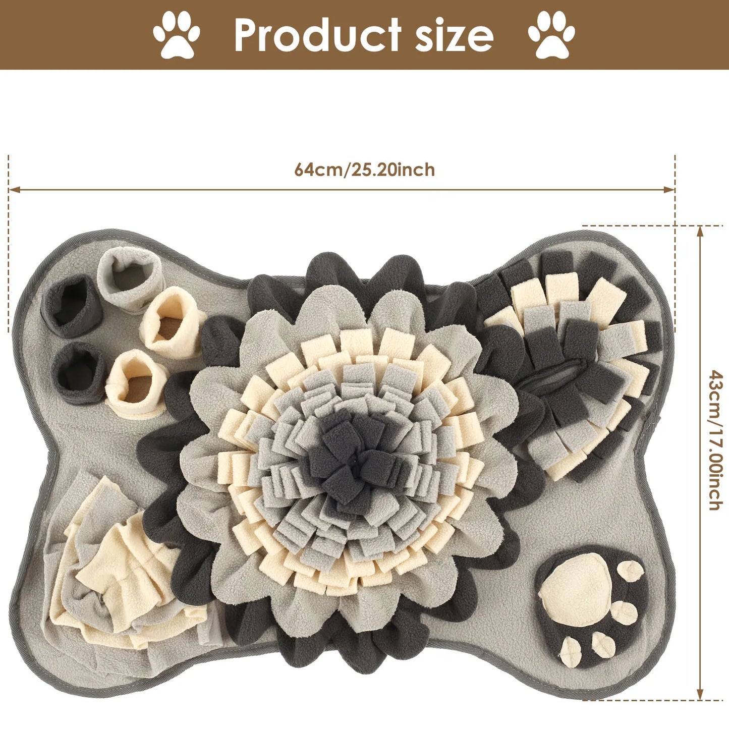 Tapis de fouille pour animaux de compagnie, antidérapant, en polyester doux, distributeur de friandises interactif pour chiens, idéal pour l'entraînement olfactif et l'alimentation lente.
