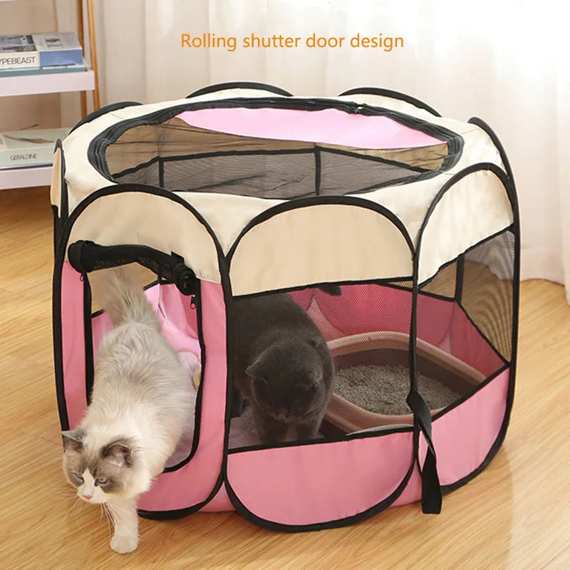 Cages pliables pour chats et chiens, cages pour chats et chiens, salles de mise bas, animaux de compagnie, cages octogonales, clôtures respirantes, tentes, résistantes aux griffes