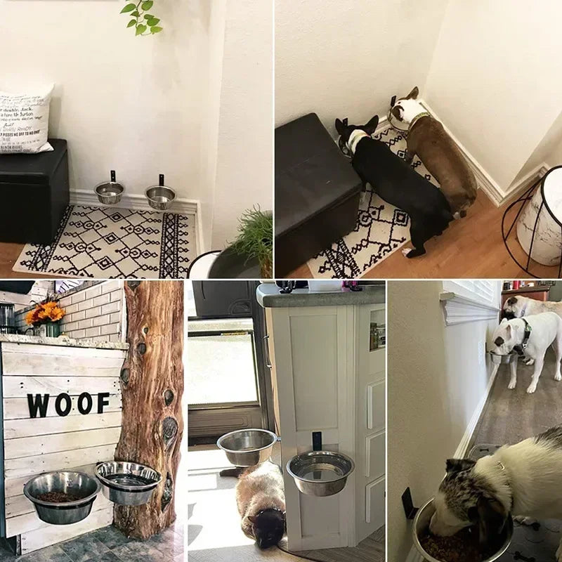 Gamelle murale pour animaux de compagnie, gamelle fixe pour cage de chien, gamelle suspendue en acier inoxydable pour chien et chat, gamelle durable pour chiot et chaton, gamelle pour eau et nourriture