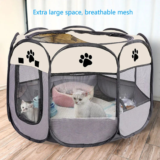 Cages pliables pour chats et chiens, cages pour chats et chiens, salles de mise bas, animaux de compagnie, cages octogonales, clôtures respirantes, tentes, résistantes aux griffes