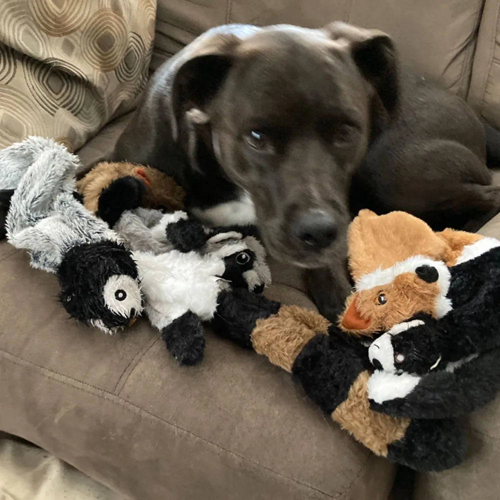Jouet pour chien amusant en peluche sans rembourrage, avec couineur, imitant un animal. Peluche résistante et sans rembourrage, jouet à mâcher pour chien, jouet à froisser pour animaux de compagnie.