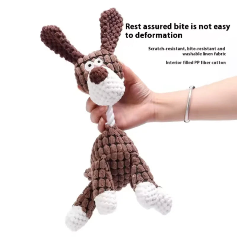 Jouet interactif pour chiens et chats, corde en coton gris-brun, peluche âne sonore, jouet de dressage créatif à mâcher pour animaux de compagnie