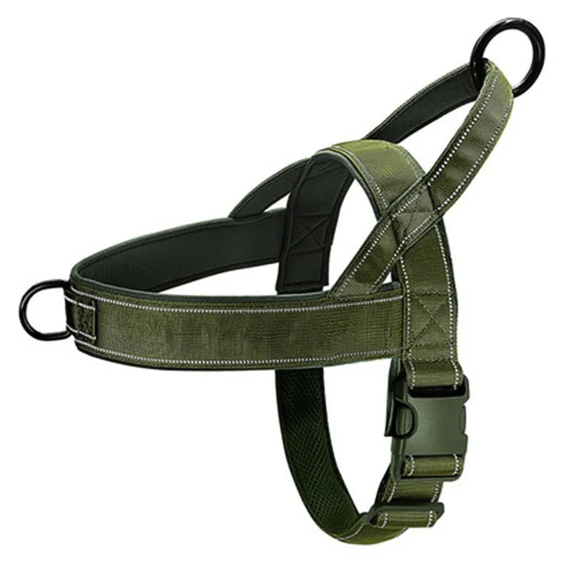 Harnais tactique anti-traction pour chien en nylon 1000D ajustable pour grands chiens, gilet d'entraînement extérieur avec poignée et éléments réfléchissants