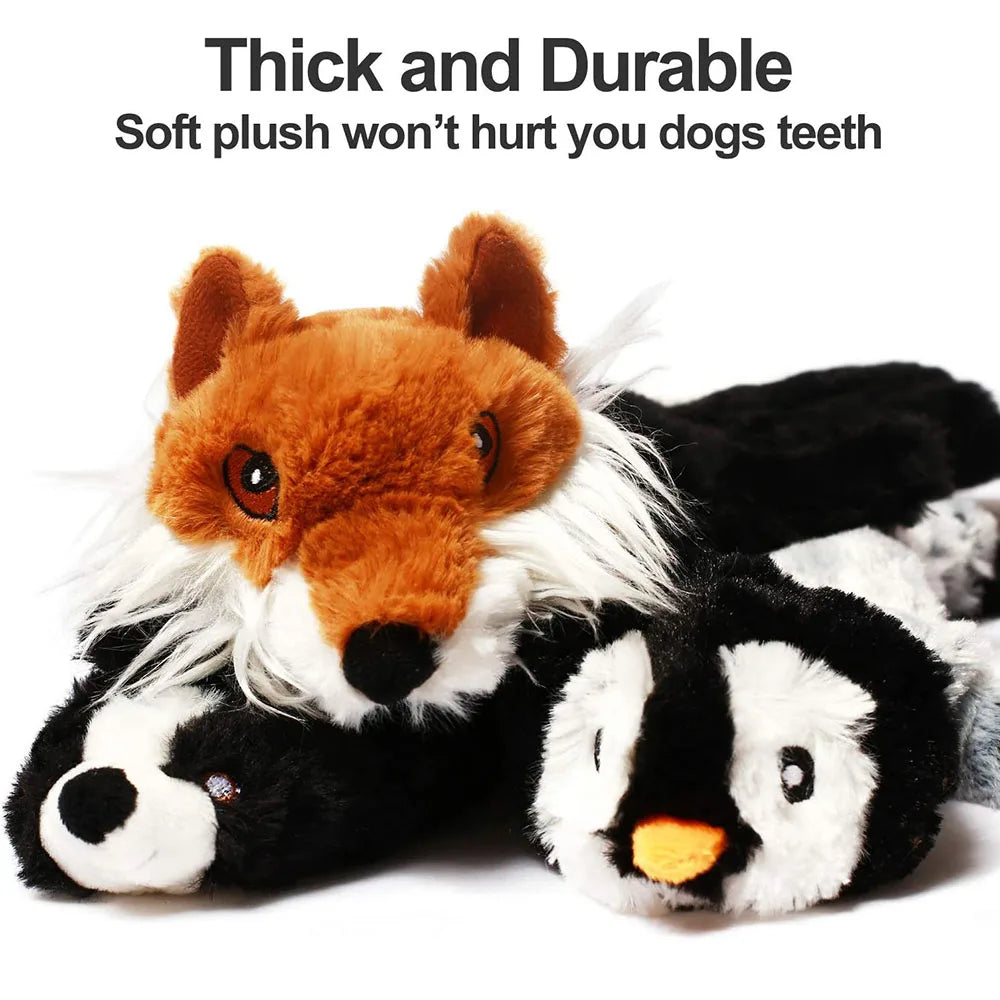 Jouet pour chien amusant en peluche sans rembourrage, avec couineur, imitant un animal. Peluche résistante et sans rembourrage, jouet à mâcher pour chien, jouet à froisser pour animaux de compagnie.