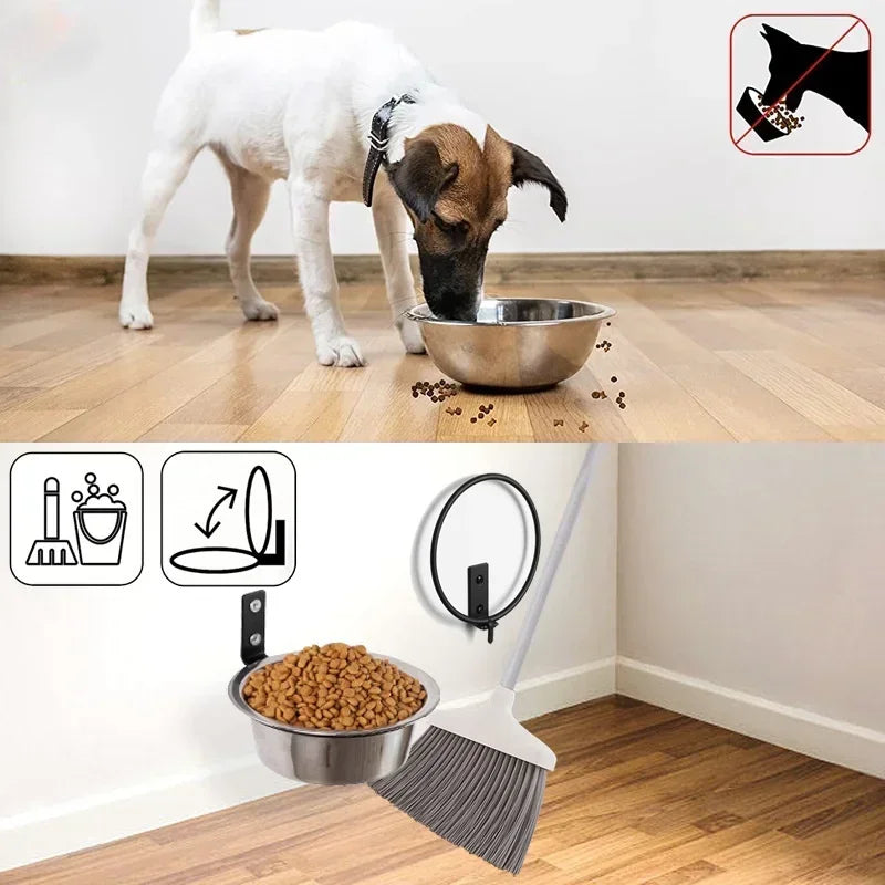 Gamelle murale pour animaux de compagnie, gamelle fixe pour cage de chien, gamelle suspendue en acier inoxydable pour chien et chat, gamelle durable pour chiot et chaton, gamelle pour eau et nourriture