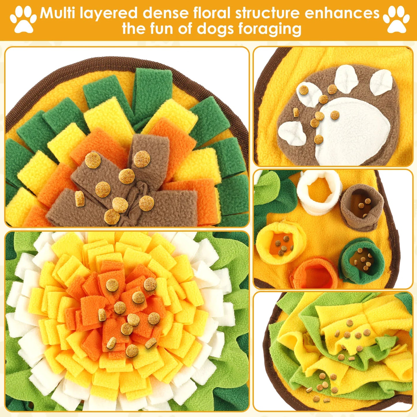 Tapis de fouille pour animaux de compagnie, antidérapant, en polyester doux, distributeur de friandises interactif pour chiens, idéal pour l'entraînement olfactif et l'alimentation lente.