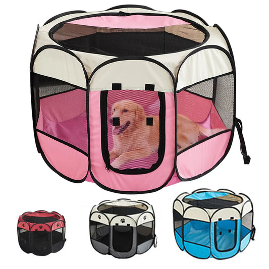 Tente pliable pour animaux de compagnie, niche pour chat résistante et antidérapante en tissu Oxford, enclos octogonal portable pour petits chiens et chats, idéal pour l'hiver.